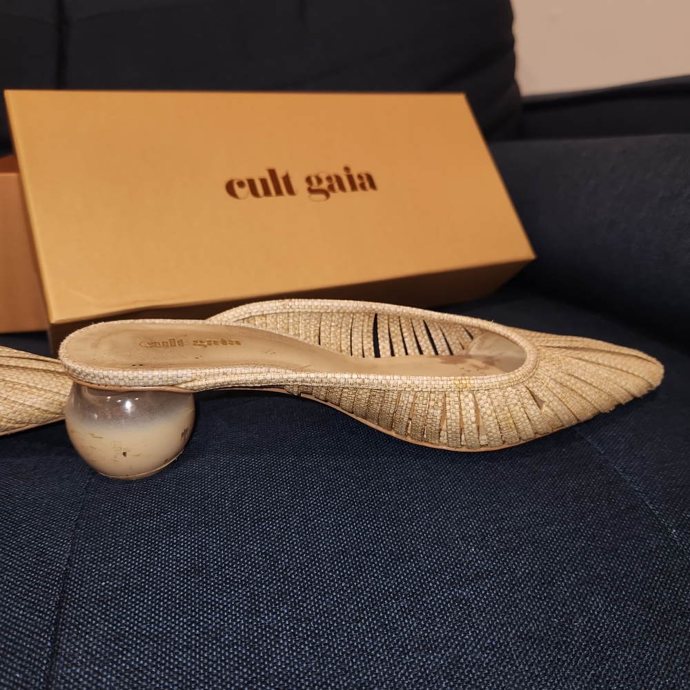 Cult Gaia Gold Textured Mules